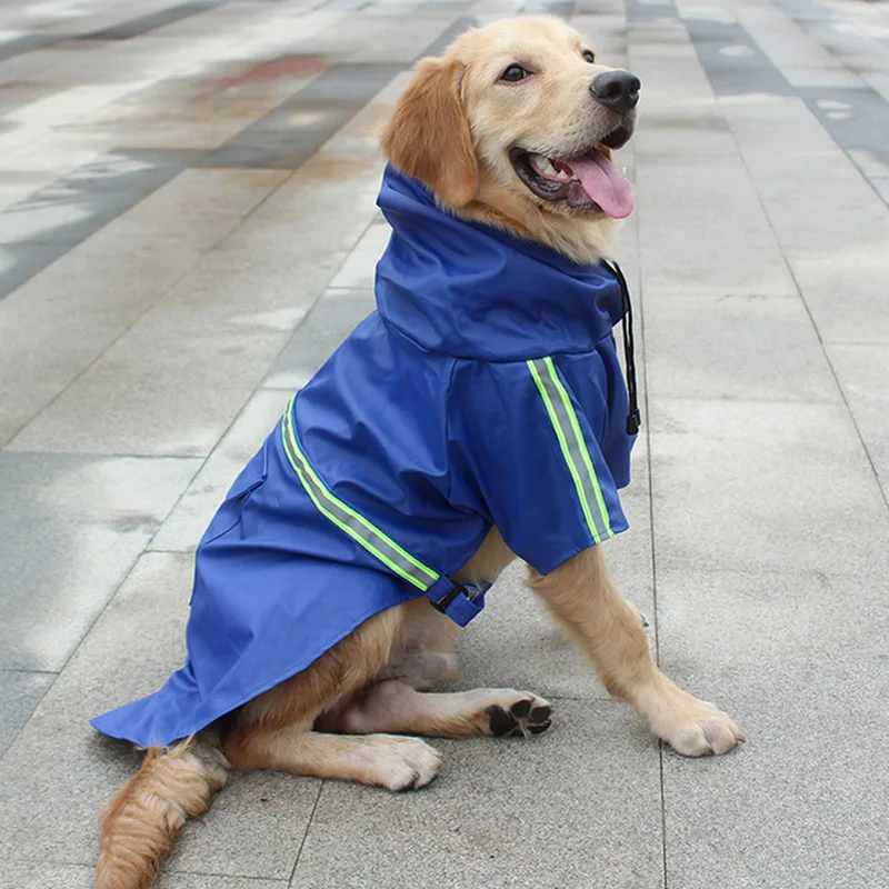 Waterproof Puppy Big Dog Hooded Raincoat for Small Large Dogs Reflective Pet Dog Clothes Labrador Golden Retriever Rain Coats - view 4