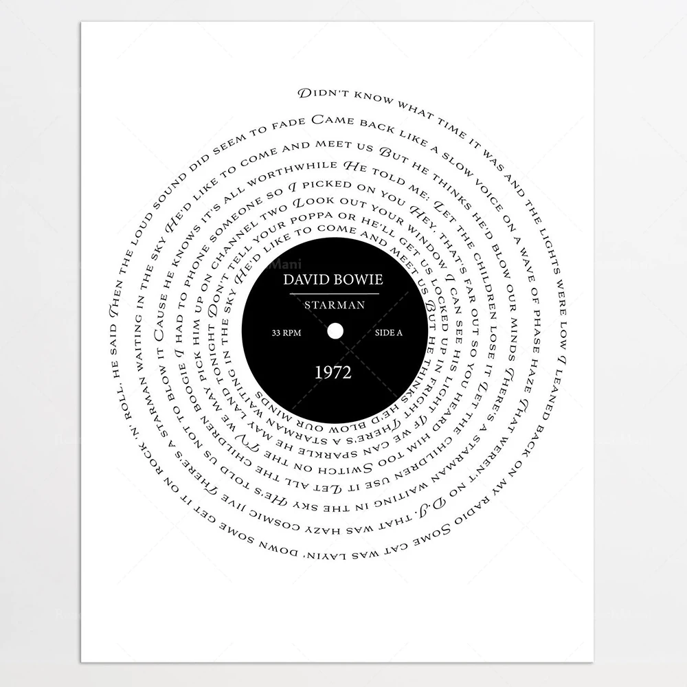 Lyrics record album printing, lyrics wall art, Valentine's Day gifts
