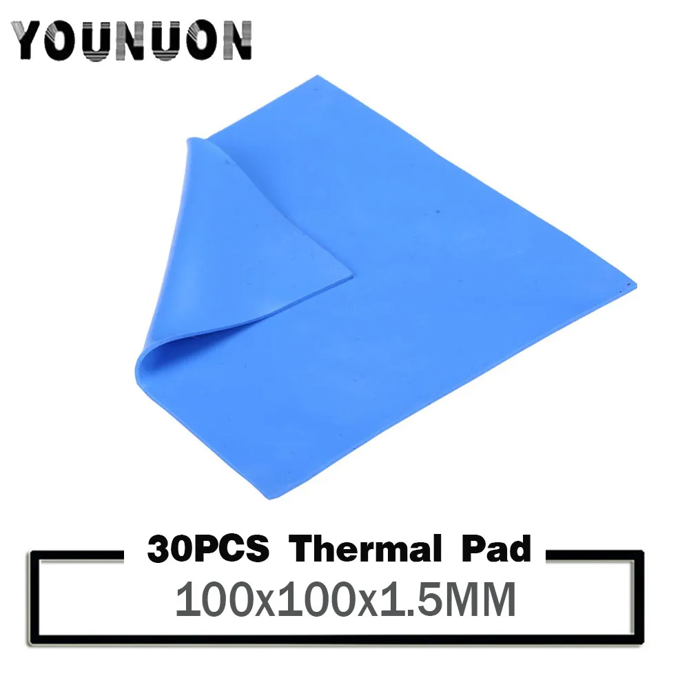 

30PCS 100x100x1.5mm Thermal Conductivity 3.6W GPU CPU LED Heatsink Cooling Conductive Silicone Pad Thermal Pad