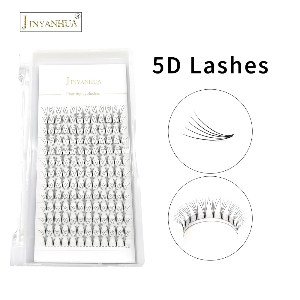 JINYANHUA 4D Premade Fans Lashes 0.07mm Wispy Lashes 5DHandmade 8-15mm Natural False Eyelashes Extension For Beauty Girls Makeup