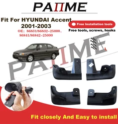 Car Automotive MudFlaps For Hyundai Accent 2001-2003 25000 4pcs/Set Molded Splash Guards Front Rear Mud Flap Mudguard YC101228