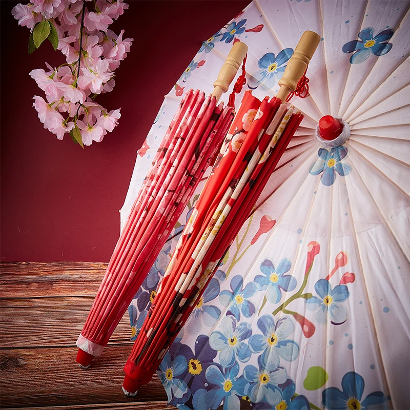 1pcS ilk Cloth Women Umbrella Japanese Cherry Blossoms Ancient Dance Umbrella Decorative Umbrella Chinese Oil Paper Umbrella