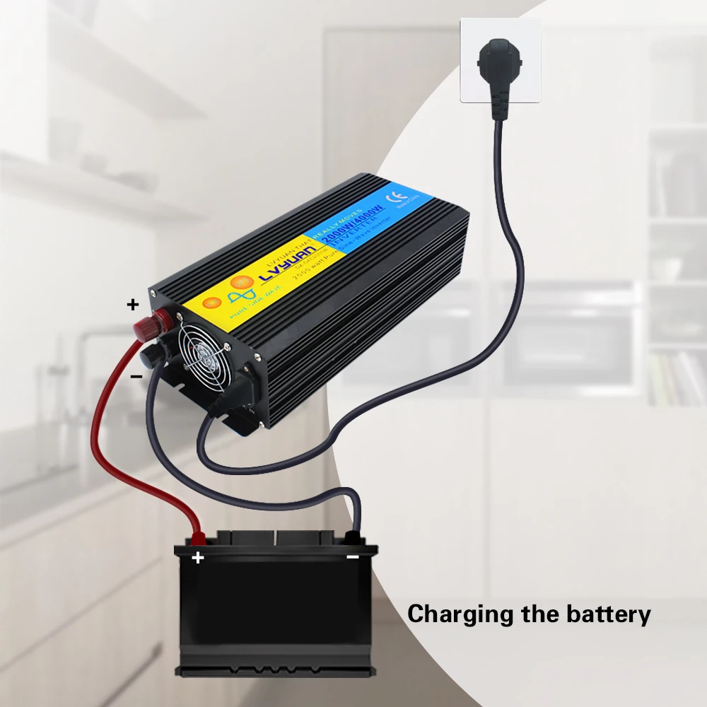 Imagem -06 - Fonte de Alimentação Ininterrupta de 2000w 4000w Carregador Inversor de Energia de Onda Senoidal Pura e Ups dc 12v 24v para ac 220v 230v Soquete Universal