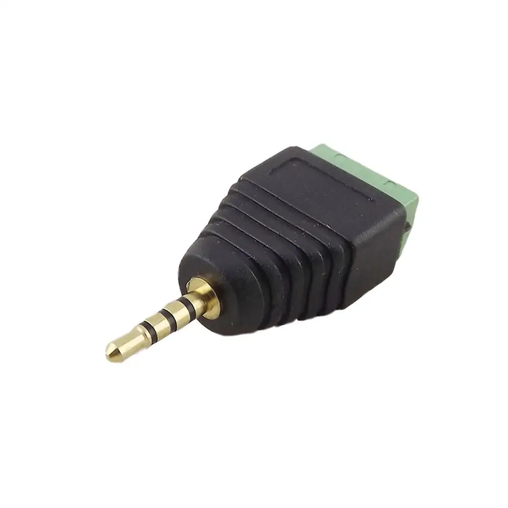 Adaptateur de Terminal vidéo Balun, 2x2.5mm, 4 pôles stéréo, prise mâle TRRS vers vis AV