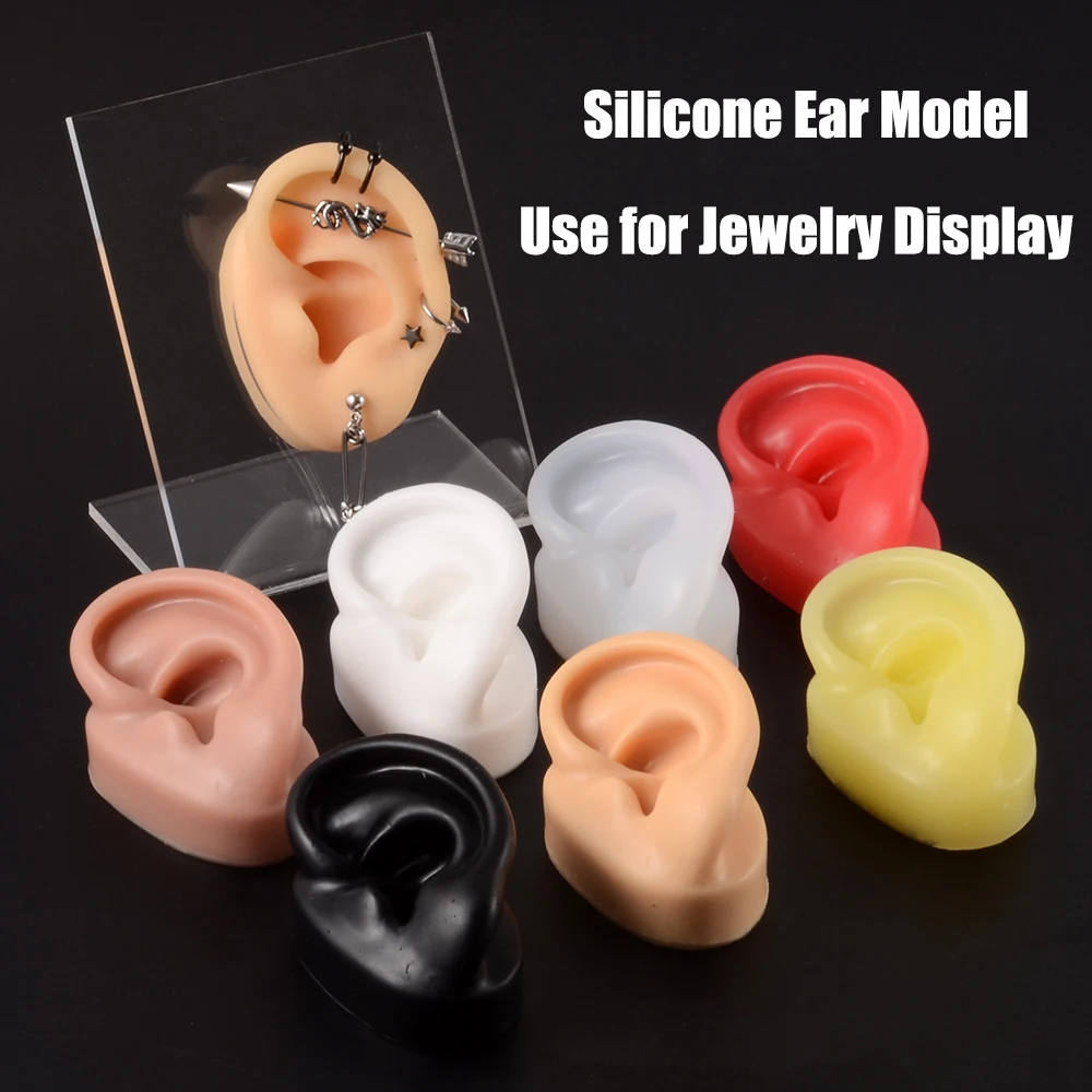 1PC Soft Ear Silicone Piercing Model Tattoo Practice Tools Earring Jewelry Display Acrylic Display Stand Kit Hot Sale