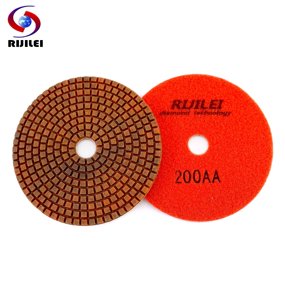 RIJILEI 4PCS Super 5 Inch Diamond Polishing Pads 125mm Copper Bond Wet Polishing Pad for Granite Marble Concrete Grinding Disc