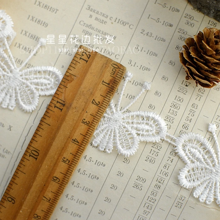 New Fashion Guipure Butterfly Pattern Applique White Black Lace Trim Sewing DIY Crochet Embroidered Craft Net Trim Ribbon