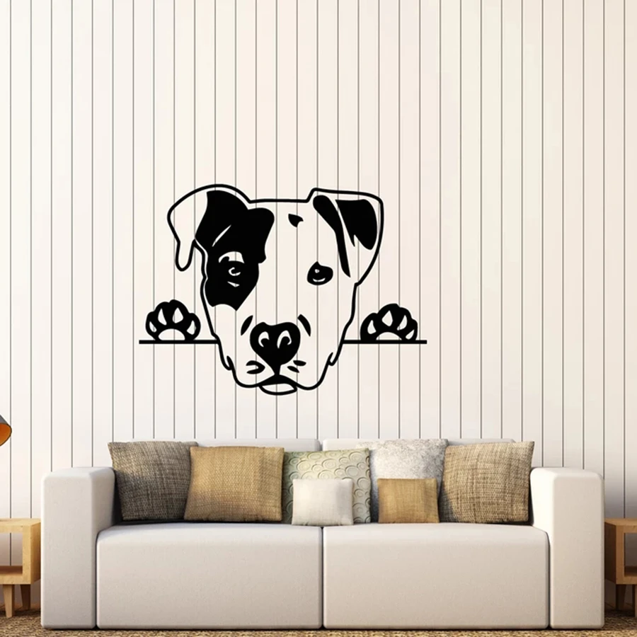 Dog Head Wall Decal Funny Puppy Animal Pet Shop Vinyl Window Stickers Kids Bedroom Nursery Play Zone Interior Decor Mural M053