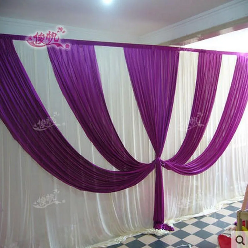 

3m*6m(10ft*20ft) High Quality Ice Silk Wedding Backdrop Curtain Purple Swag Party Wedding Decorations Stage Backdrop Curtain DHL