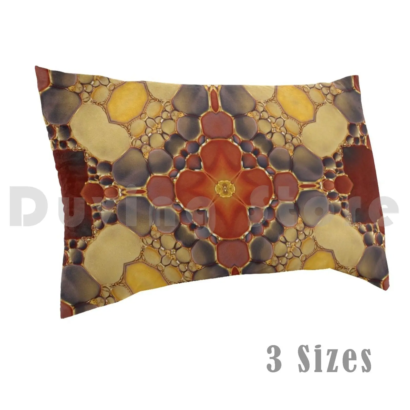 Gold Ruby Stone KaleidoscopicPillow case Kaleidoscope Spiral Kaleidoscope Festival Kaleidoscope