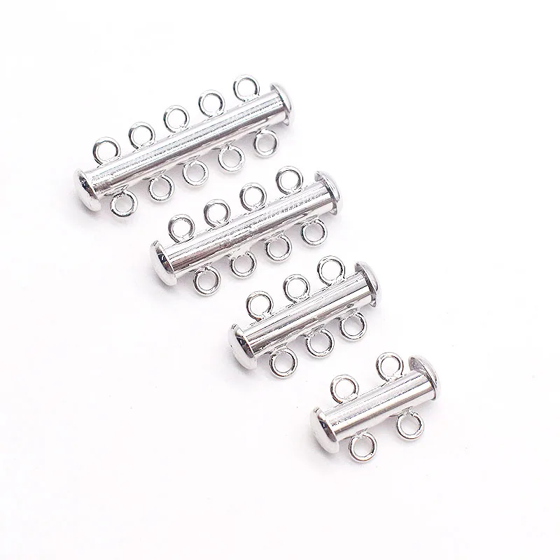 

10 Pcs Jewelry Findings 3-5 Strands Rectangle Clasps Silver Plated For Pearl Bracelets Necklaces Making DIY Craft Accessories