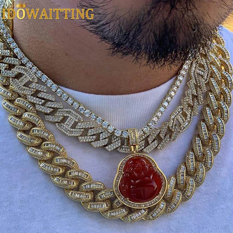 New Big Heavy 18MM Maimi Cuban Link Chain Necklace Iced Out Bling Cubic Zircon CZ Paved Hip Hop Women Men Jewelry Gift