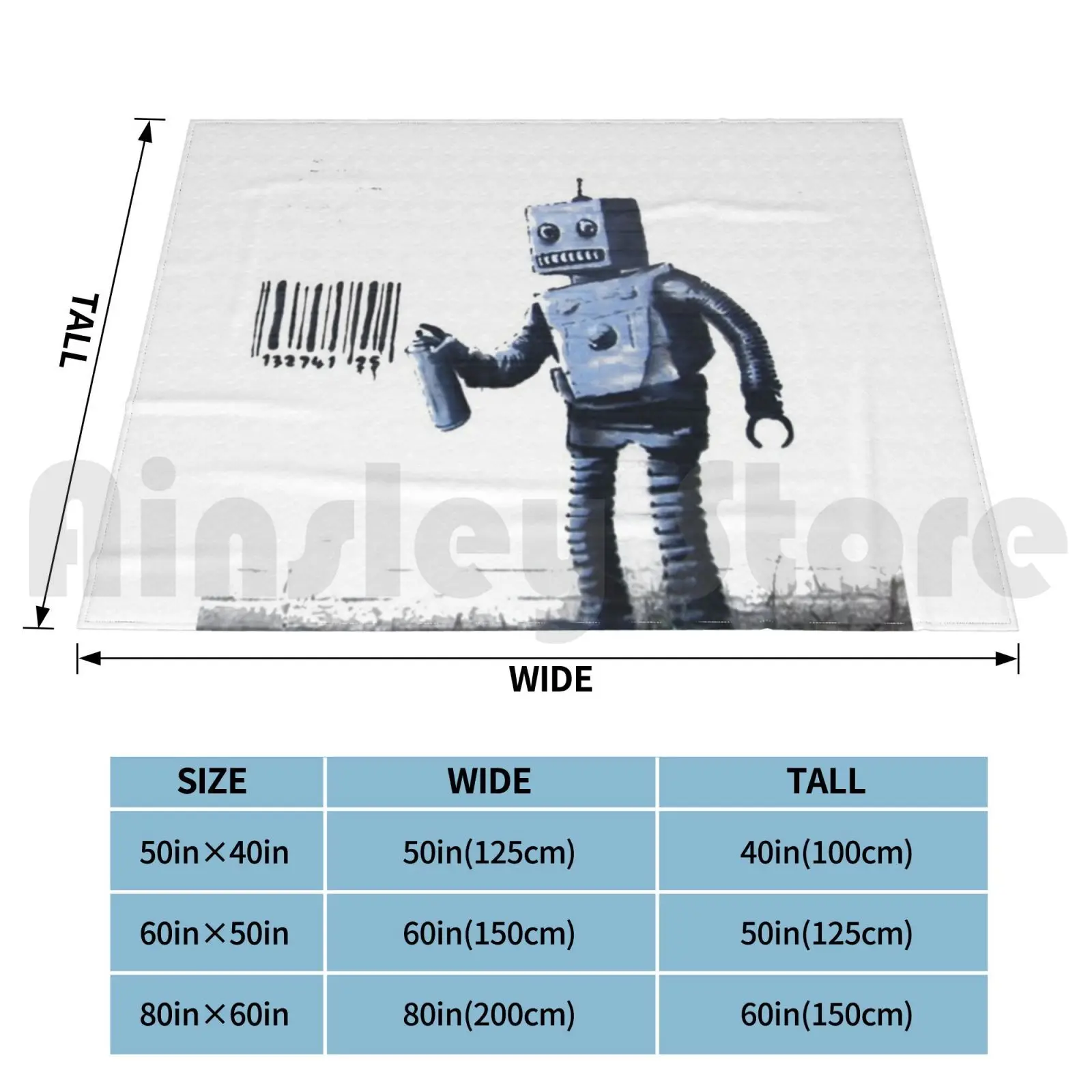 Banksy Robot Graffiti Street Art Blanket Fashion Custom Banksy Street Art Graffiti Stencil Street Anarchy Banksy