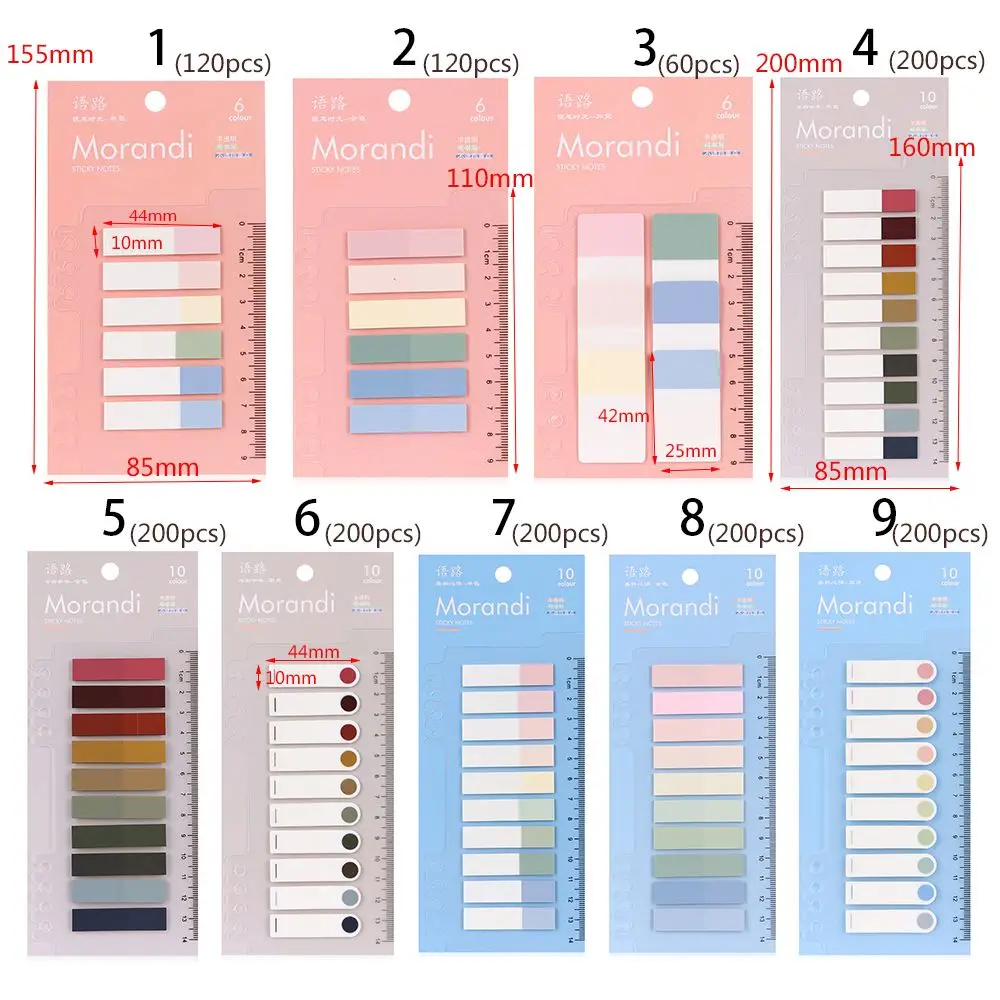 60-200Sheets DIY Colorful Label Office Supplies Key Points Tab Strip Loose-leaf Sticky Notes Paster Sticker Memo Pad