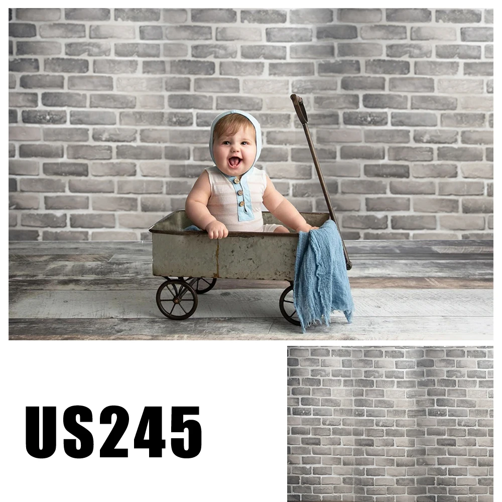 

Gray Brick Wall Photography Backdrops for Pet Toy Photo Studio Baby Shower Newborn Children Photophone US-245