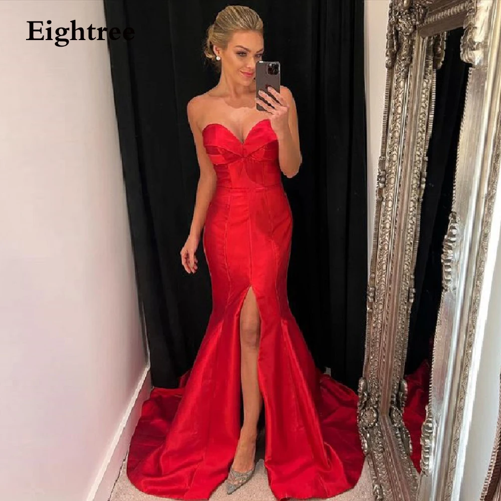 

Eightree Red Side Slit Long Dubia Night Party Dress Sweetheart Sleeveless Prom Dresses Evening Prom Gowns Vestidos de festa