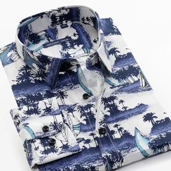 Camisa de manga larga para hombre, ropa de marca con estampado floral de lujo, informal, de negocios, 100% algodón, 6XL, 7XL, 8XL, 9XL, 10XL