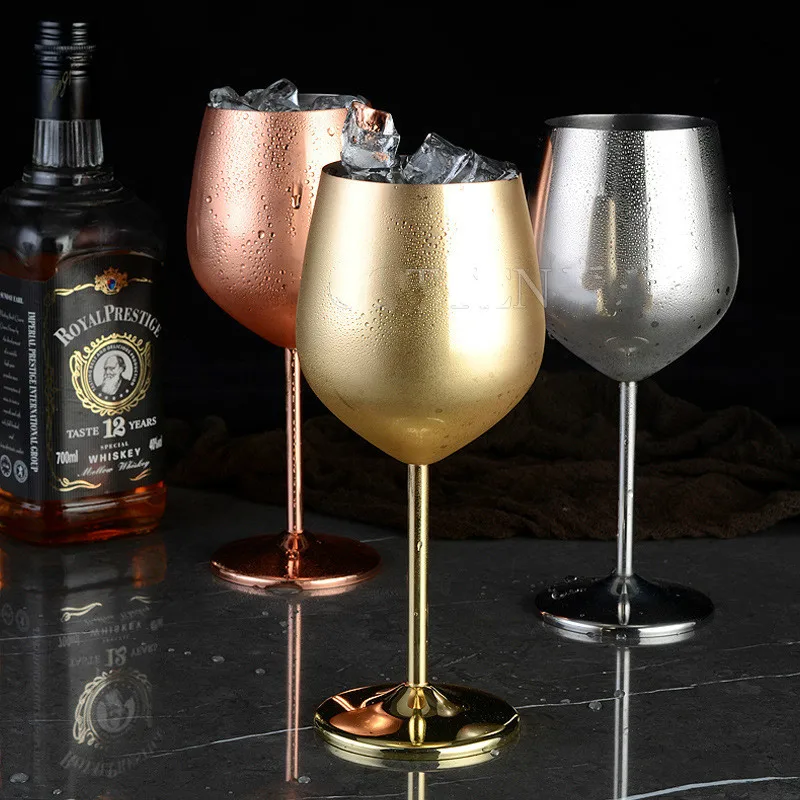 

304 stainless steel copper plated single-layer goblet cocktail glass 500 ml wine glass champagne glass