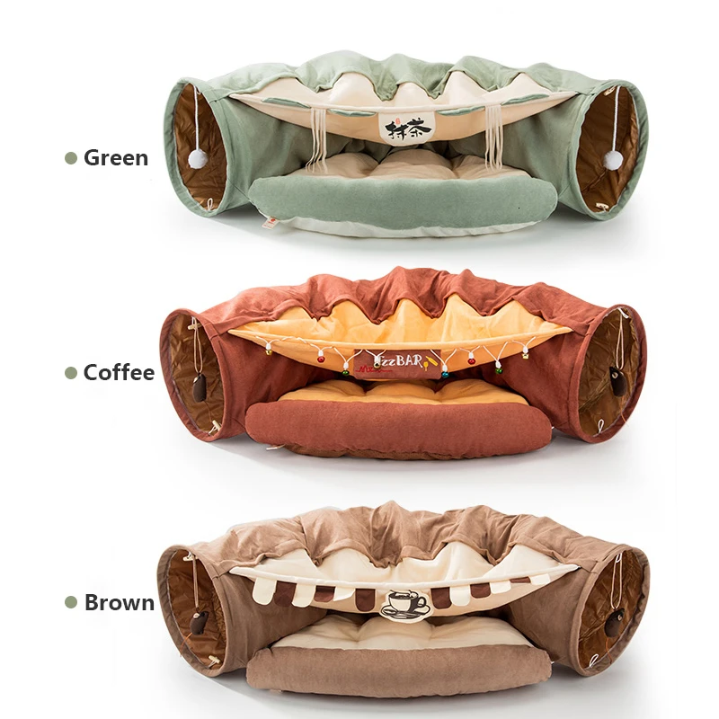 Funny Cat Tunnel Bed Collapsible Crinkle Pet Tent Kitten Puppy Ferrets Rabbit Interactive Toys 2 Holes Tunnel Pet Cat Nest