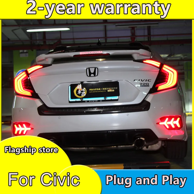 Car Styling for HONDA CIVIC X 10th TAIL Lights LED Tail Light LED Rear Lamp DRL+Brake Trunk LIGHT Automobile Accessories