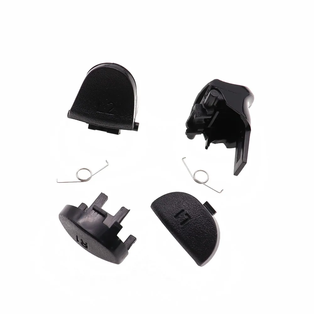 PS4 컨트롤러용 블랙 교체 버튼, R1 L1 R2 L2 트리거, 게임 액세서리, PS4 단추, 2 용수철