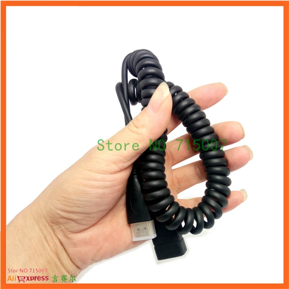 0.5 متر/1.5 متر زاوية يمين/يسار صغيرة HD-متوافقة/HD/مايكرو HD ذكر إلى ذكر تمتد الربيع الضفيرة كابل مرن V1.4 DSLR