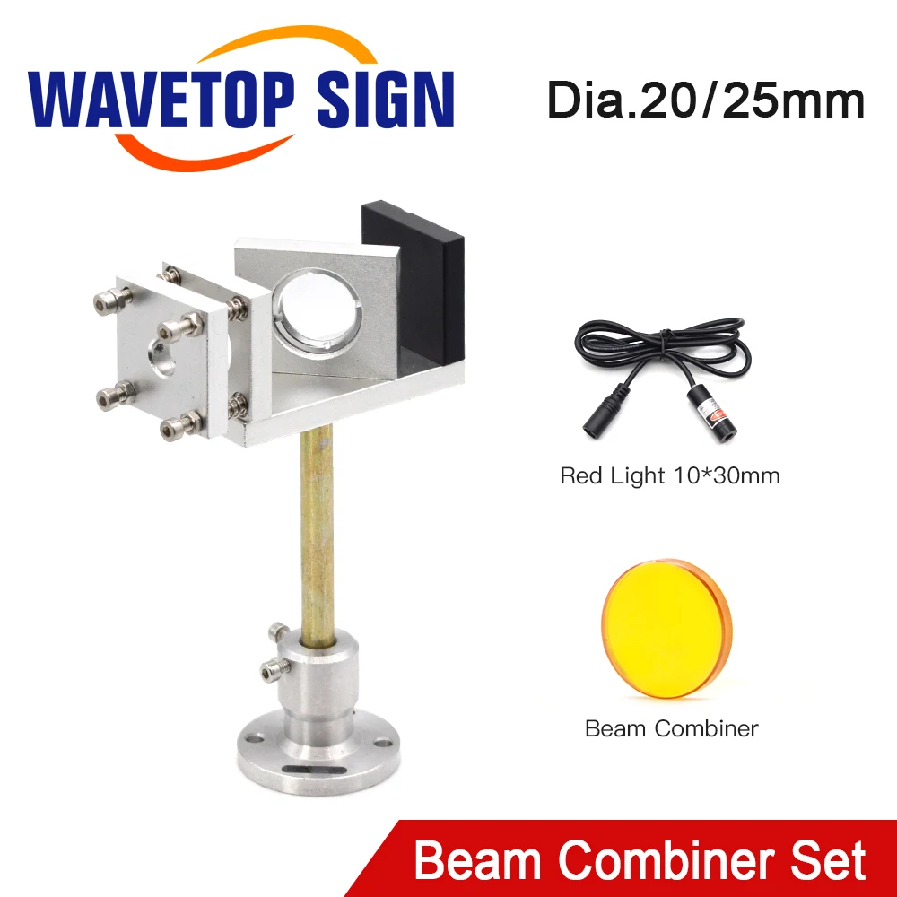 WaveTopSign Beam Combiner Set 20/25mm ZnSe Laser Beam Combiner + Mount + Laser Pointer for CO2 Laser Engraving Cutting Machine