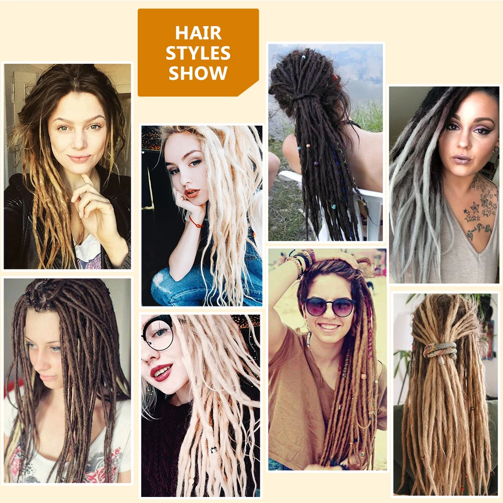 Synthetic 22 Inch Handmade Dreadlocks Extensions Crochet Braids Reggae Hair Hip-Hop Style Faux Locs Braiding Crochet Hair