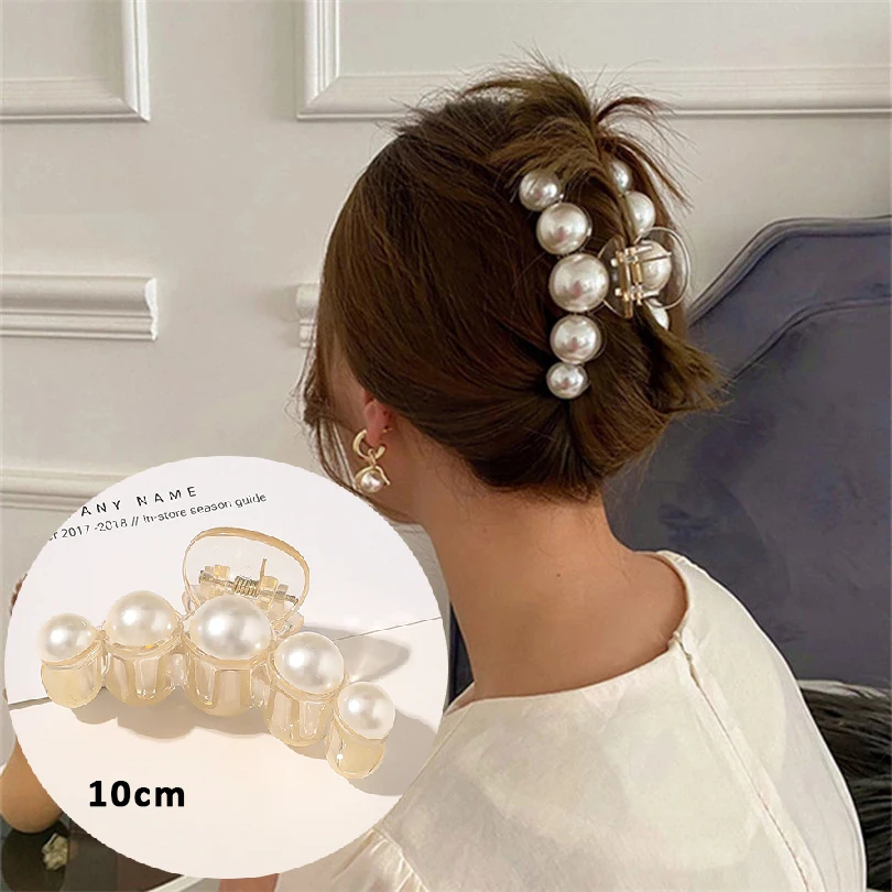Neue große Perlen Acryl Haar Klaue Clips Krabben Haarnadeln große Make-up Haar Styling Haarspangen für Frauen Haar Zubehör Bogen Hairgrip – Detail 5