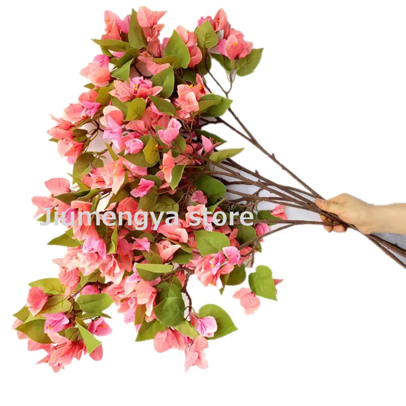 5pcs Silk Bougainvillea Flower Branches Artificial 60 Heads Fake Bougainvillea 85cm/33