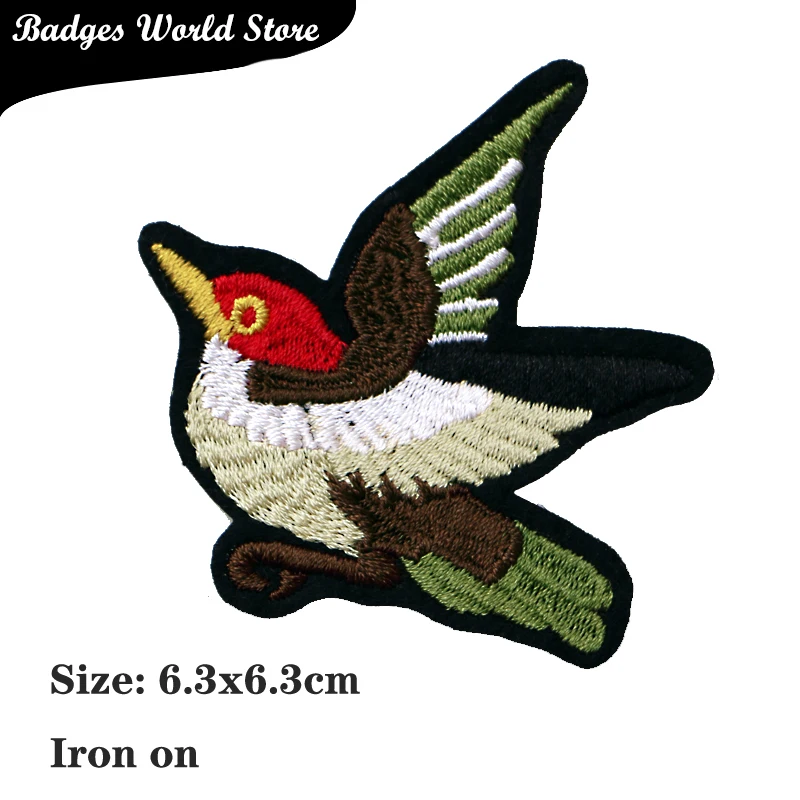 Flamingo Swallow Dragonfly Stork Cartoon icon Iron on Patches for Clothing DIY Stripes  Patchwork Stickers Custom Badges