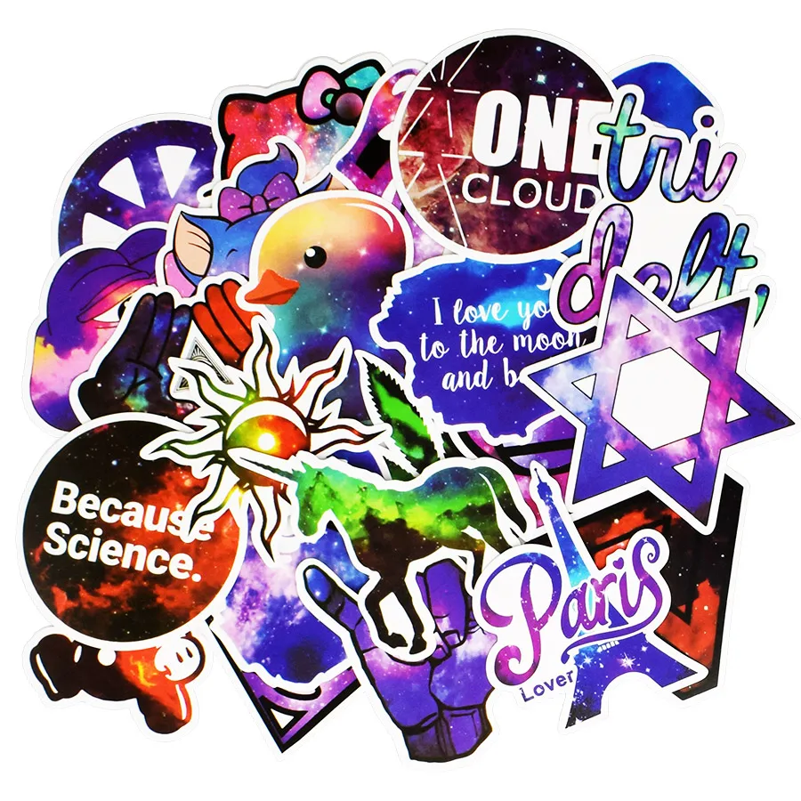 50 Pcs Star Galaxy Anime Stickers JDM Waterproof Star Stickers for Kids DIY Laptop Skateboard Luggage Motorcycle Decals