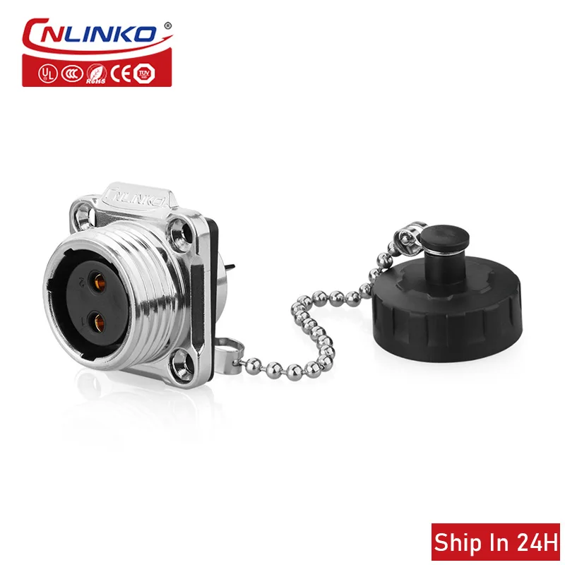 Cnlinko YW20 2pin Metal IP67 Waterproof Plug Socket Electrical Power Connector for LED Display Screen Audio Radio Video