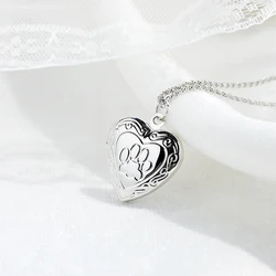 2023 New Cat Dog Paw Footprint Heart Pendant Memory Photo Frame Locket Necklace Fashion Pet Jewelry (Can Drop Shipping)