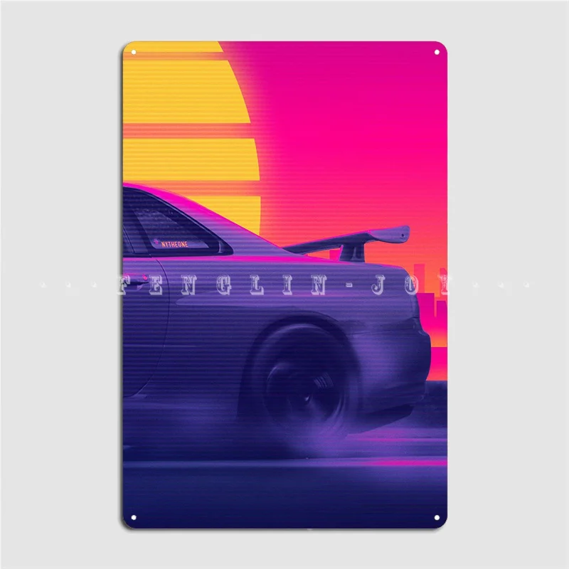 Skyline Gtr Outrun Poster Metal Plaque Club Party Club Bar Designing Wall Decor Tin Sign Posters