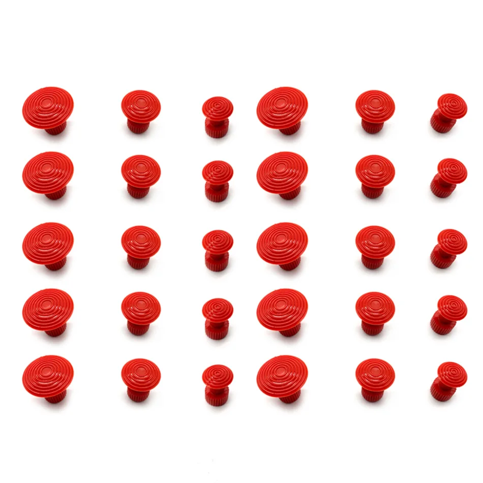 30pcs Red GlueTabs With Convex Surface For Hail Pit Dent Repair Tools Dent Puller Kit