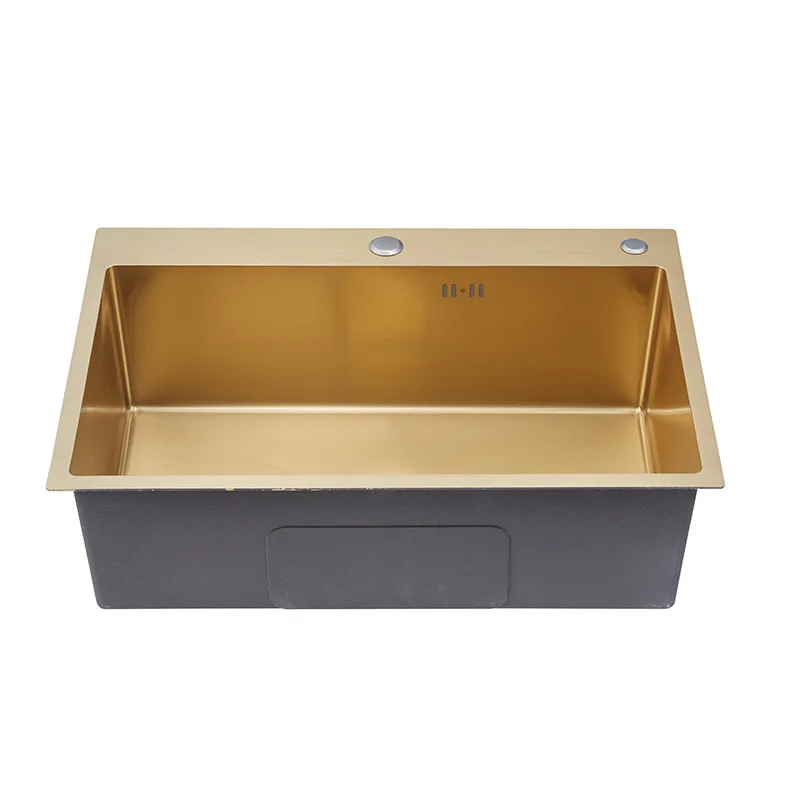 2022 Gold kitchen sinks above counter or udermount sink Vegetable Washing basin Sinks 304 Stainless Steel single bowl 60x45cm