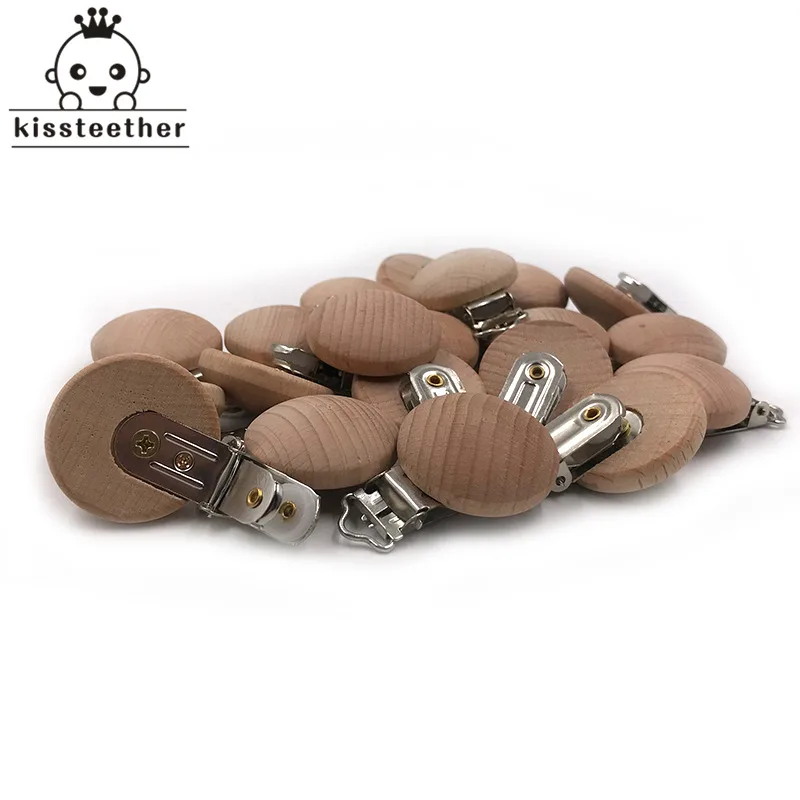 20pcs Wooden Pacifier Clip Nursing Accessories Beech  s Chewable Teething Diy Dummy  Chains Baby Teether