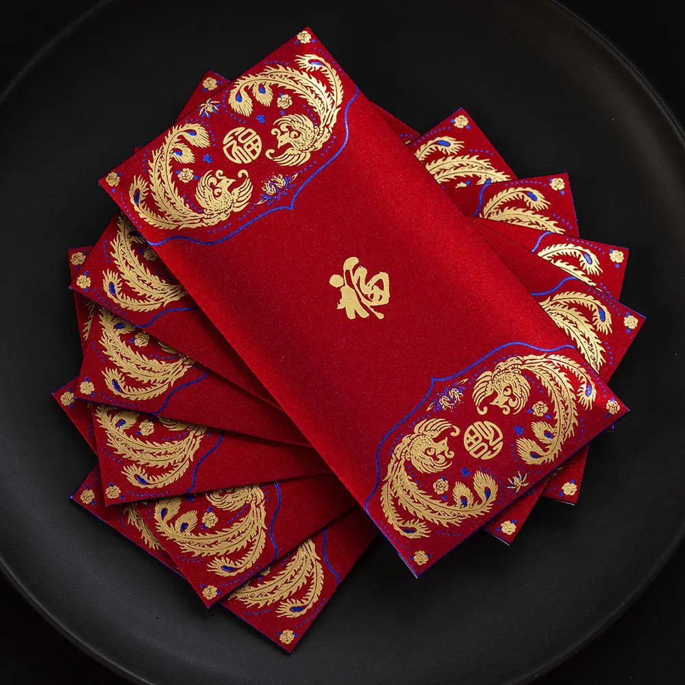 

6PCS Chinese Red Envelope Creative Hongbao New Year Spring Festival Wedding Birthday Marry Red Gift Envelope