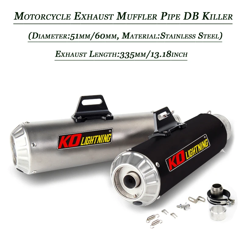 

Exhaust Muffler Tip Pipe Removable DB Killer Stainless Steel Silencer Tubes System for 51mm 60mm Motorcycle Tail Vent Pipe