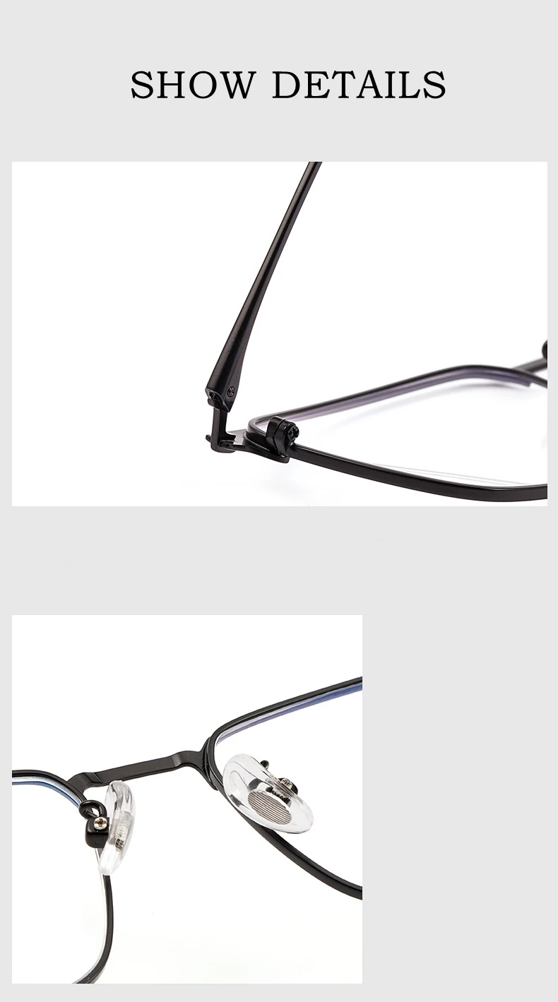 YIMARUILI Neue Business Zwei-farbe Retro Platz Ultra Licht Metall Brillen Rahmen Optische Brillen Rahmen Männer Y0606 – Detail 6