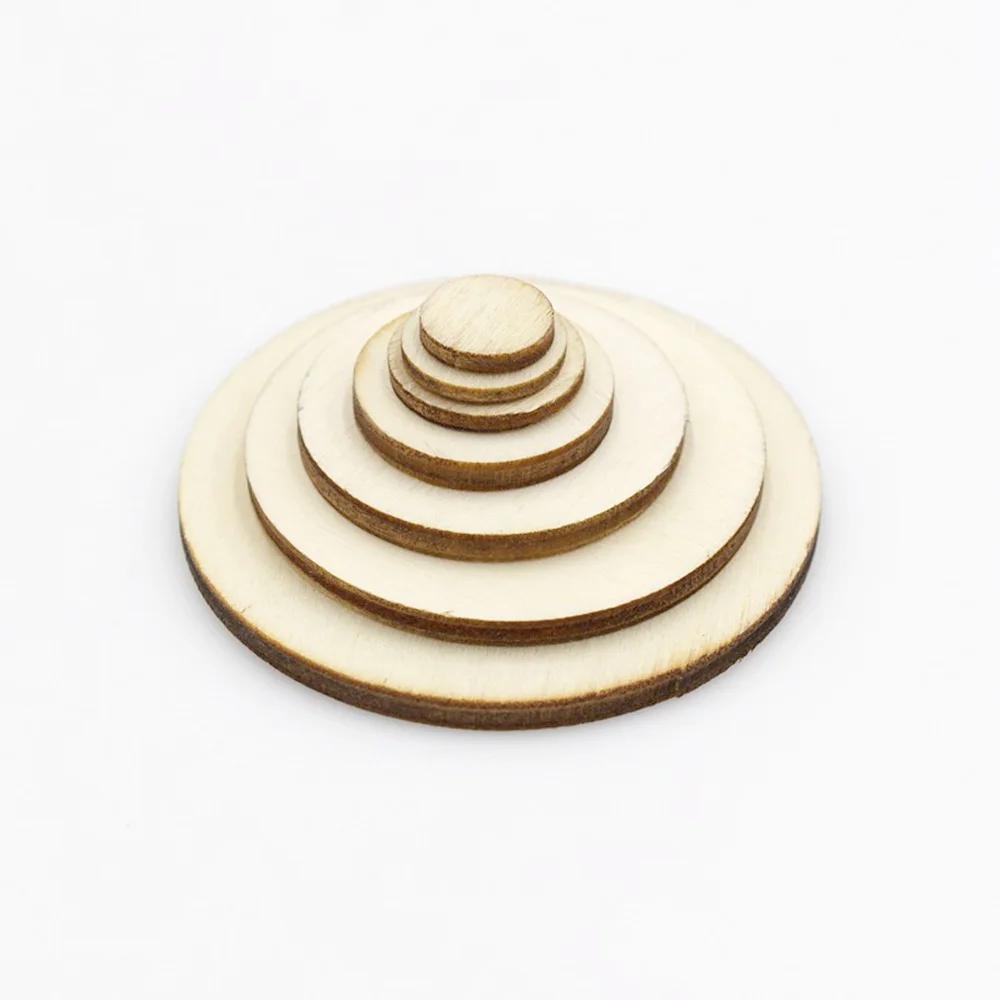 Anillo de círculos redondos de madera sin terminar, 15/100 piezas, 10-50mm, fabricación de tarjetas, álbum de recortes, manualidades decorativas