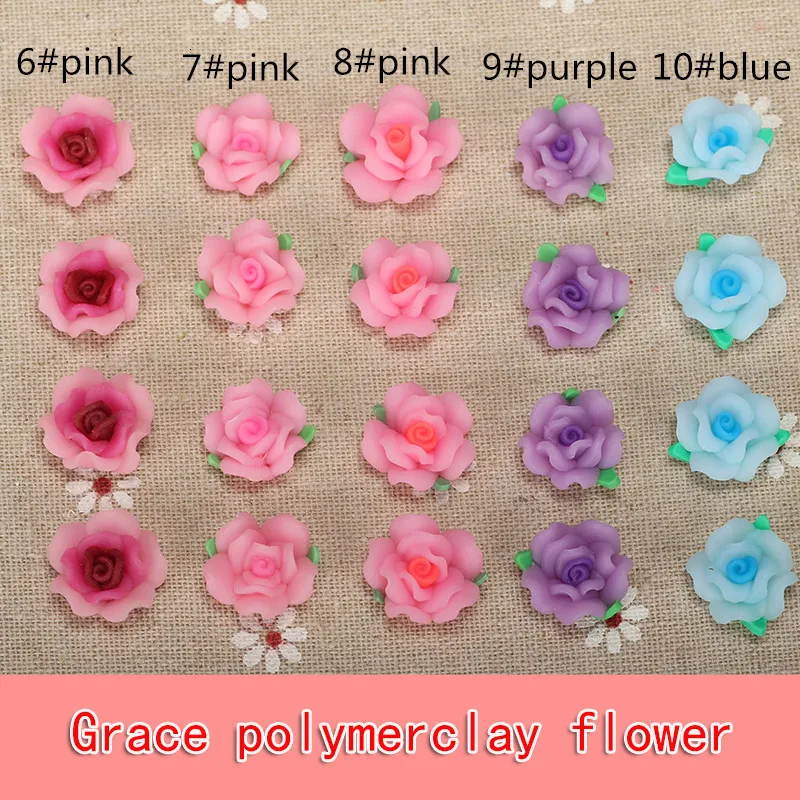 50 teile/los 15mm Bunte Nette Polymerclay Flatback Rose Blume Perlen Gemischt Für Diy Handwerk Schmuck Zeug Dekoration Zubehör – Detail 14