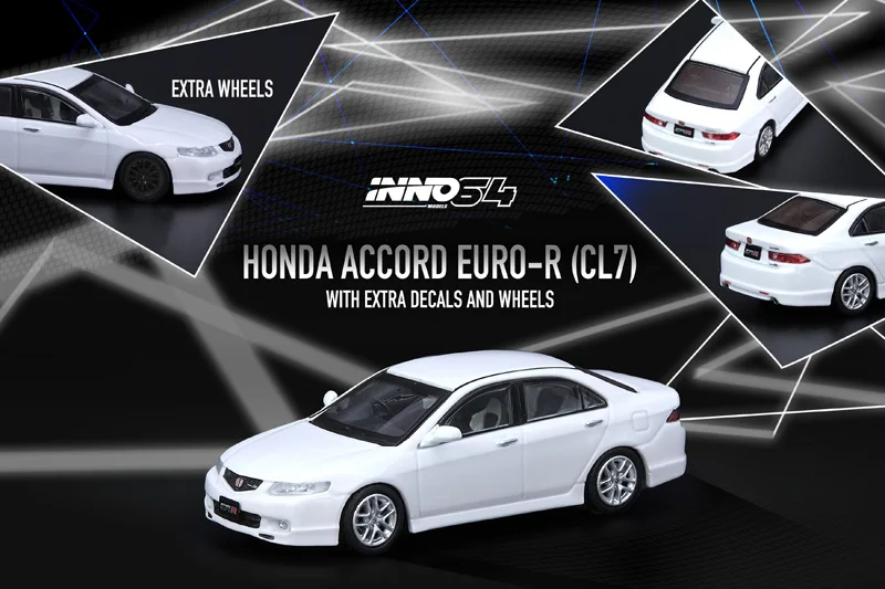 INNO-Collection d'ornements de modèle de voiture en alliage moulé sous pression, 1:64 HONDA ACCORD CL7 EURO R