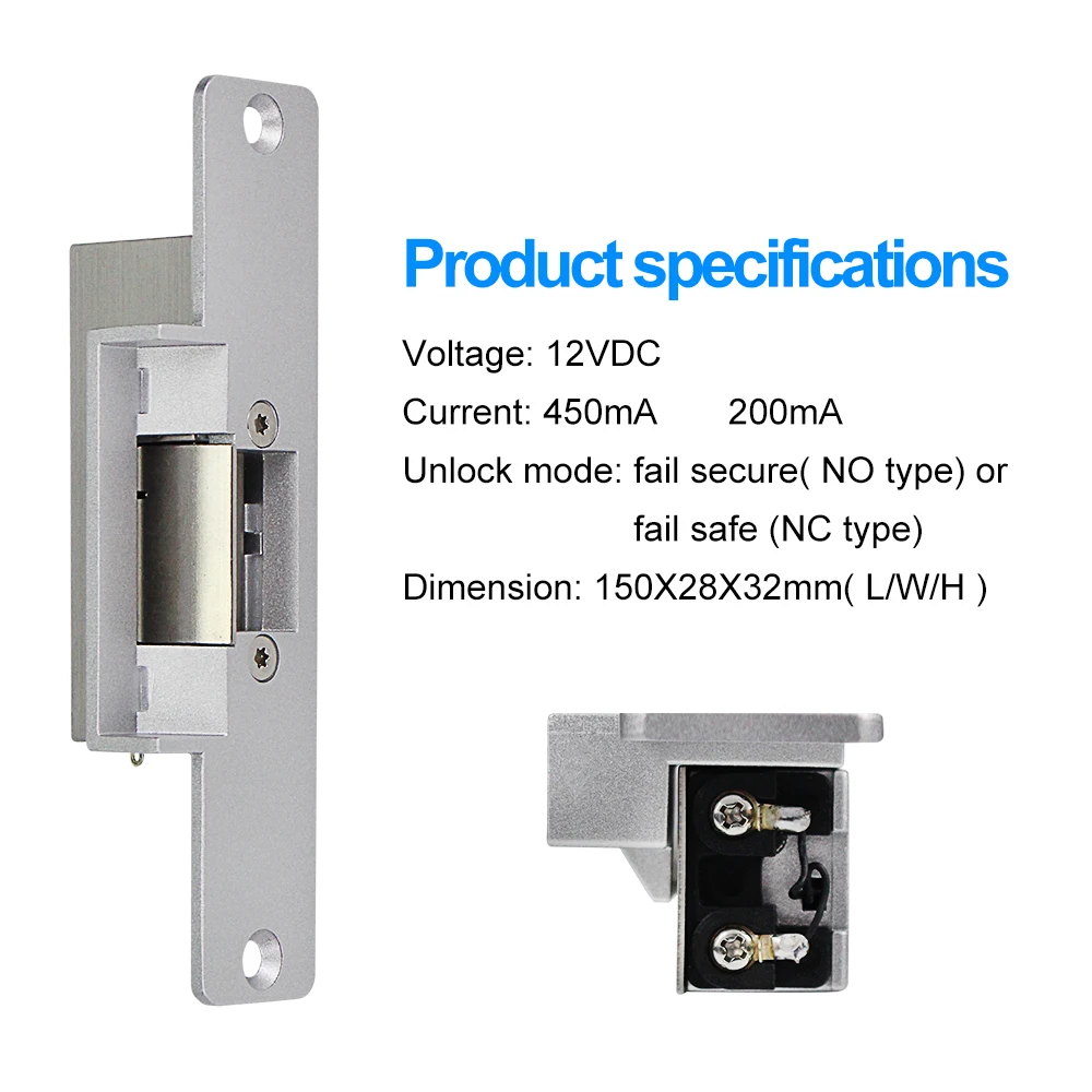 Fail Safe Electric Strike Lock NC / NO 12V DC Fail Secure Electronic Door Locks Mortise Lock for Access Control Entry System