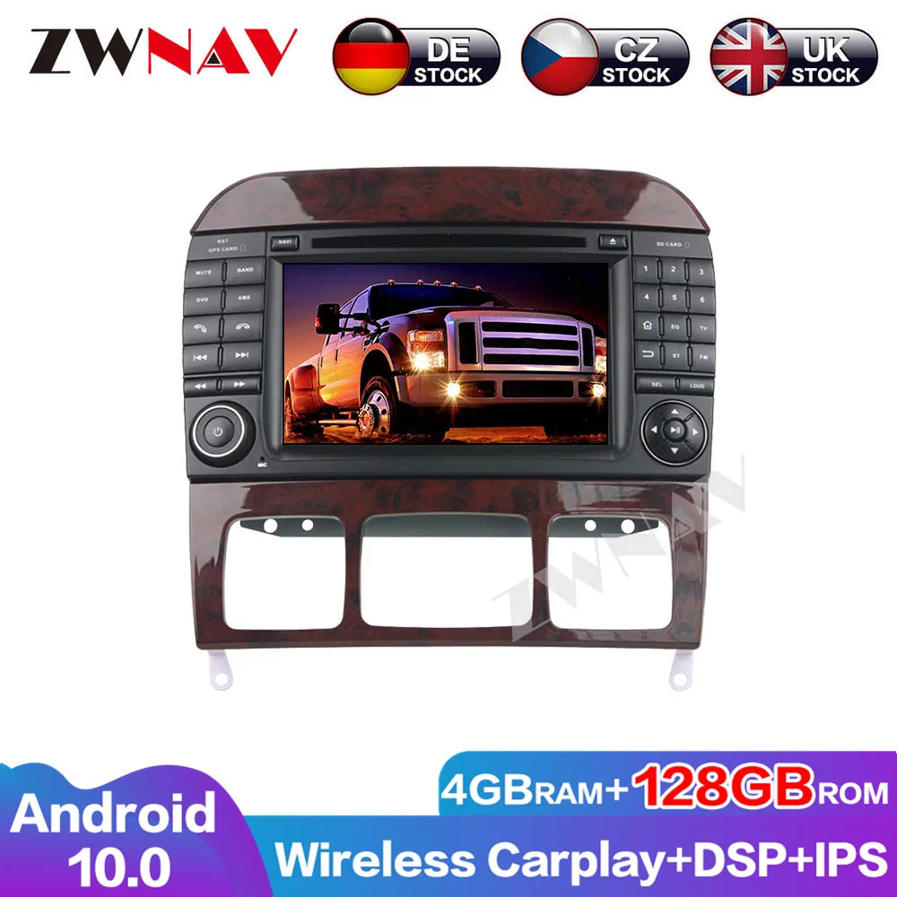 Android 10 4G+128G DSP wireless Carplay Radio IPS Head Unit Car DVD Player GPS Audio Navigation For Benz S-Class  Multimedia