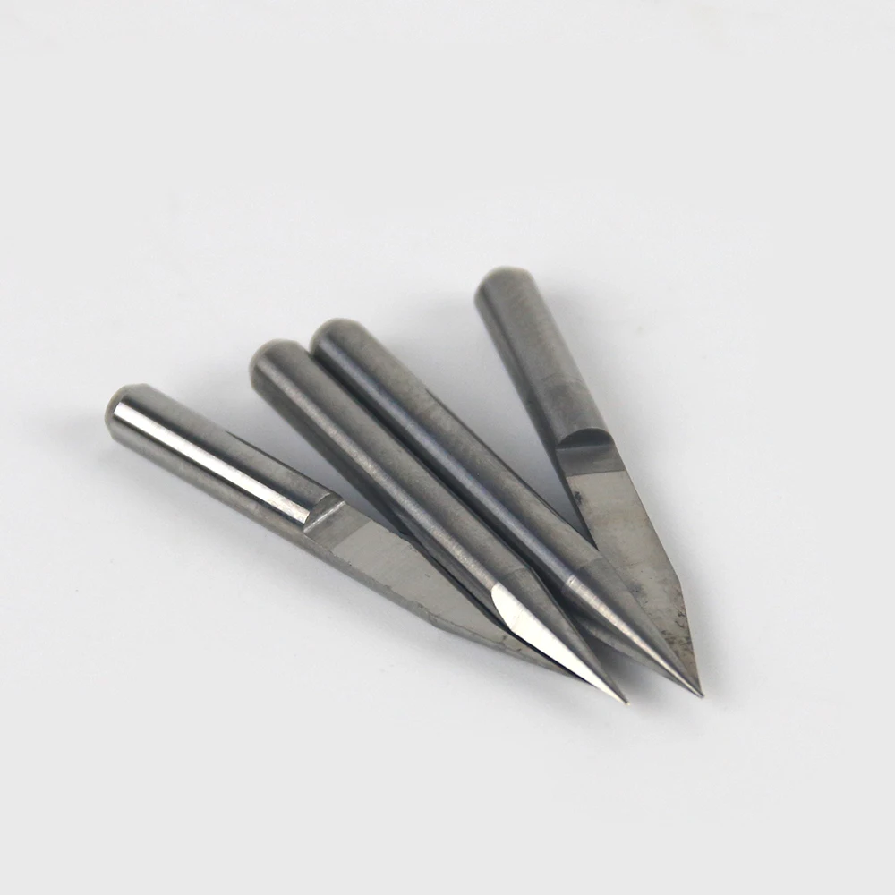 V Shape Flat Bottom Carbide PCB Engraving Bits 3.175mm Sharp Knife CNC Router Bit 10/15/20/30 Degree Carving Milling Cutter Tool