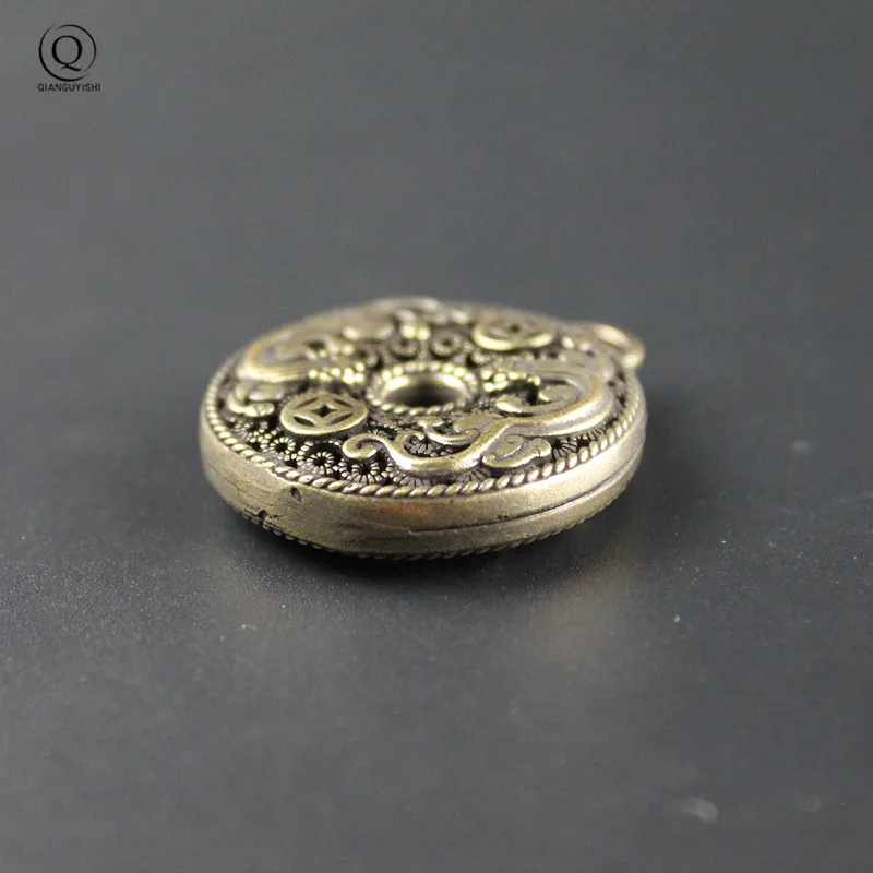 Pure Brass Pixiu Coins Six Words Cylinder Pendant Keychain Hanging Necklace Jewelry Handmade Copper Buddhism Sutra Keyring