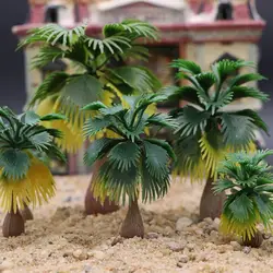 15pcs Model Train Palm Trees Tropical Forest Landscape Train Railroad Architecture Diorama Tree Decor Artificial Plant Accessory