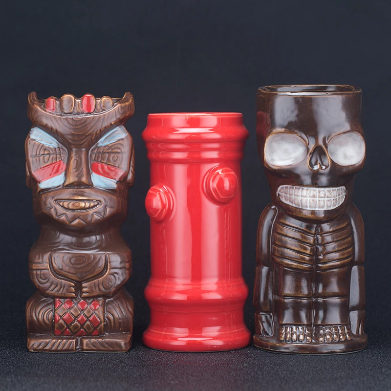 

400ml Skull Doll Ceramic Tiki Mug Creative Porcelain Beer Wine Mug Cup Bar Tool Personality Special Cocktail Mugs